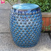 Banqueta de jardim International Caravan perfurada em cerâmica azul marinho