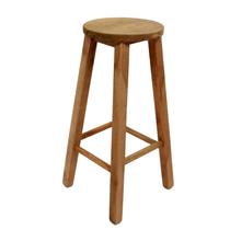 Banqueta de Madeira Com Cera - Alta Sem Encosto - Redonda - Veneri (VBASER-CE)