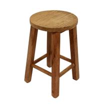 Banqueta de Madeira Com Cera -Baixa Sem Encosto - Redonda - Veneri (VBBSER-CE)