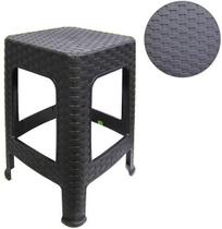 Banqueta De Plastico Quadrada Rattan Preta 45X26,5Cm
