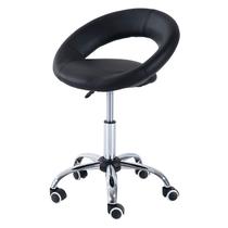Banqueta de salão rolante HOMCOM Crescent com altura ajustável preta Banqueta de salão rolante HOMCOM Crescent com altura ajustável preta