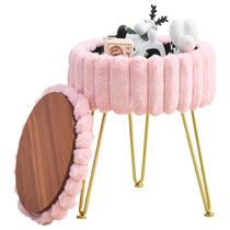 Banqueta de vaidade moderna redonda otomana Wimarsbon de armazenamento rosa Banqueta de vaidade moderna redonda otomana Wimarsbon de armazenamento rosa