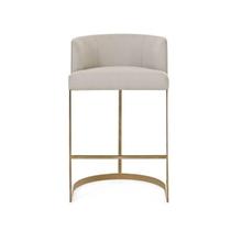 Banqueta Decorativa Alta Base Metal Cromo Dourado em Veludo