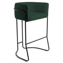 Banqueta Decorativa Base Aço Preto Betina B-303 Veludo Verde Musgo - Domi Banqueta Decorativa Base Aço Preto Betina B-303 Veludo Verde Musgo - Domi