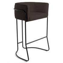 Banqueta Decorativa Base Aço Preto Betina C-34 Corano Marrom - Domi Banqueta Decorativa Base Aço Preto Betina C-34 Corano Marrom - Domi
