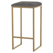 Banqueta Decorativa Billie Base Gold Suede Cinza G41 - Gran Belo