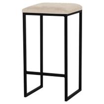 Banqueta Decorativa Billie Base Preta Veludo Bege G41 - Gran Belo