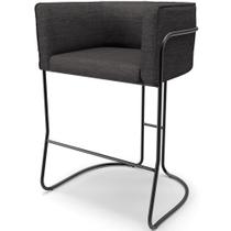 Banqueta Decorativa Fixa Baixa Base de Aço Preto Betina D02 Linho Cinza Escuro C-420 - Lyam Decor Banqueta Decorativa Fixa Baixa Base de Aço Preto Betina D02 Linho Cinza Escuro C-420 - Lyam Decor