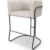 Banqueta Decorativa Fixa Baixa Base de Aço Preto Betina D02 Linho Cru D-461 - Lyam Decor Banqueta Decorativa Fixa Baixa Base de Aço Preto Betina D02 Linho Cru D-461 - Lyam Decor