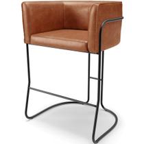 Banqueta Decorativa Fixa Baixa Base de Aço Preto Betina D02 material sintético Camel B-14 - Lyam Decor Banqueta Decorativa Fixa Baixa Base de Aço Preto Betina D02 material sintético Camel B-14 - Lyam Decor