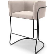 Banqueta Decorativa Fixa Baixa Base de Aço Preto Betina D02 Suede Bege C-309 - Lyam Decor Banqueta Decorativa Fixa Baixa Base de Aço Preto Betina D02 Suede Bege C-309 - Lyam Decor