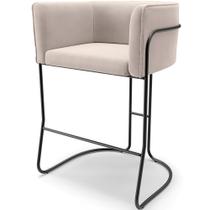 Banqueta Decorativa Fixa Baixa Base de Aço Preto Betina D02 Suede Bege D-309 - Lyam Decor Banqueta Decorativa Fixa Baixa Base de Aço Preto Betina D02 Suede Bege D-309 - Lyam Decor