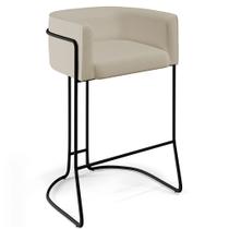 Banqueta Decorativa Fixa Base de Aço Preto Betina D02 Corano Bege C-26- Lyam Decor Banqueta Decorativa Fixa Base de Aço Preto Betina D02 Corano Bege C-26- Lyam Decor