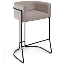 Banqueta Decorativa Fixa Base de Aço Preto Betina D02 Linho Bege C-107 - Lyam Decor Banqueta Decorativa Fixa Base de Aço Preto Betina D02 Linho Bege C-107 - Lyam Decor