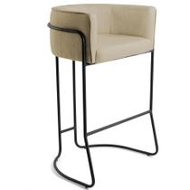 Banqueta Decorativa Fixa Base de Aço Preto Betina D02 Linho Bege C-129 - Lyam Decor Banqueta Decorativa Fixa Base de Aço Preto Betina D02 Linho Bege C-129 - Lyam Decor
