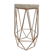Banqueta Decorativa Hexagonal Aramado Cobre Suede Bege Banqueta Decorativa Hexagonal Aramado Cobre Suede Bege