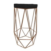 Banqueta Decorativa Hexagonal Aramado Cobre Suede Preto Banqueta Decorativa Hexagonal Aramado Cobre Suede Preto