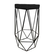 Banqueta Decorativa Hexagonal Aramado Preto Suede Preto Banqueta Decorativa Hexagonal Aramado Preto Suede Preto