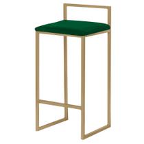 Banqueta Decorativa Jasmine Base Gold Suede Verde G41 - Gran Belo