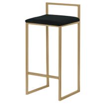 Banqueta Decorativa Jasmine Base Gold Veludo Preto G41 - Gran Belo