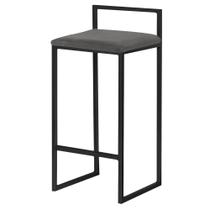 Banqueta Decorativa Jasmine Base Preto Suede Cinza G41 - Gran Belo