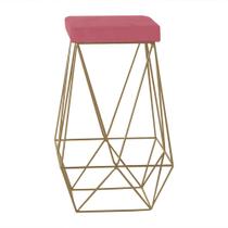 Banqueta Decorativa Kathy Base Gold Suede Rosa G41 - Gran Belo