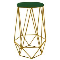 Banqueta decorativa para sala hexágonal aramado base dourada suede verde - clique e decore