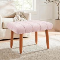 Banqueta Decorativa Puff Retangular Nina Para Sala Bouclê