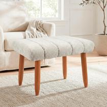 Banqueta Decorativa Puff Retangular Nina Para Sala Bouclê