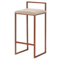 Banqueta Decorativa Selena Base Bronze Veludo Bege G41 - Gran Belo