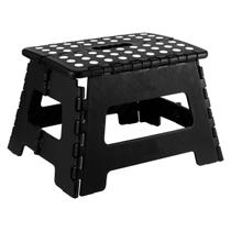 Banqueta Dobrável Com Alça Portátil 22cm Plástico Banquinho Multiuso Preta