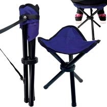 Banqueta Dobravel Leve Camping Tripe Banco Portatil Pesca COR:AZUL