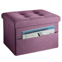 Banqueta dobrável para pés LINMAGCO Ottoman com bolso lateral Banqueta dobrável para pés LINMAGCO Ottoman com bolso lateral