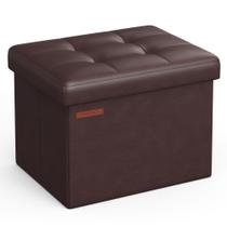 Banqueta dobrável pequena para descanso de pés Storage Ottoman SONGMICS marrom