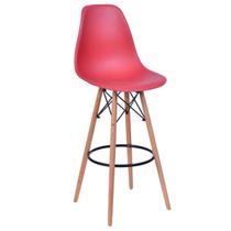 Banqueta Eames DSW Polipropileno Base Madeira