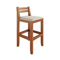 Banqueta em Madeira Maciça Ibiza 78 Cm com Encosto - Malbec Assento Off White