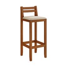 Banqueta em Madeira Maciça Ibiza Balcão 98 Cm com Encosto - Malbec Assento Off White