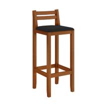 Banqueta em Madeira Maciça Ibiza Balcão 98 Cm com Encosto - Malbec Assento Preto