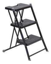 Banqueta Escada De Aço Dobrável 3 Degraus Suporta 120 Kg