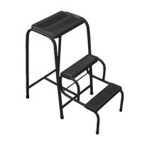 Banqueta Escada Dobrável Reforçada 100kg Com 3 Degraus Ponteiras Antiderrapante