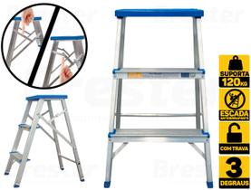 Banqueta Escada Escadinha 3 Degraus Resistente Alumínio Dobrável Suporta Até 120kg Alumasa Banqueta Escada Escadinha 3 Degraus Resistente Alumínio Dobrável Suporta Até 120kg Alumasa