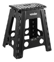 Banqueta Escada Plastica Dobrável 45cm 150kg Preta Vonder