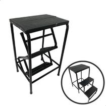 Banqueta Escada Preta Dobrável 3 Degraus Antiderrapante Banqueta Escada Preta Dobrável 3 Degraus Antiderrapante