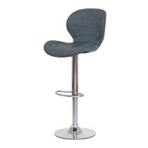 Banqueta Estofada Cannes Cinza Base Giratória Cromada Altura Regulável Cozinha Bar Bancada Banqueta Estofada Cannes Cinza Base Giratória Cromada Altura Regulável Cozinha Bar Bancada