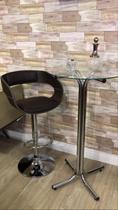 Banqueta Estofada com Base disco Marrom com Regulagem