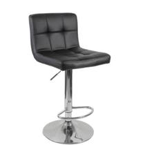 Banqueta Estofada Gomos Confort Base Cromada Preta Banqueta Estofada Gomos Confort Base Cromada Preta