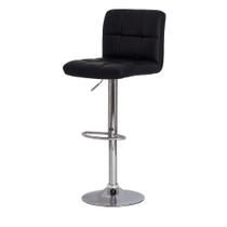 Banqueta Estofada Gomos Preta Base Giratória Cromada Altura Regulável Cozinha Bar Bancada Banqueta Estofada Gomos Preta Base Giratória Cromada Altura Regulável Cozinha Bar Bancada