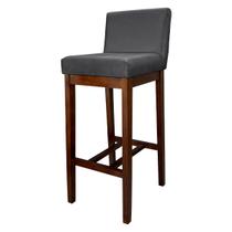 Banqueta Estofada para Bancada Alta Lisboa Madeira Capuccino Suede Cinza CCS Banqueta Estofada para Bancada Alta Lisboa Madeira Capuccino Suede Cinza CCS