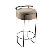 Banqueta Fixa 83cm com Base de Ferro em Linho