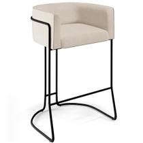 Banqueta Fixa Base De Aço Preto Betina D02 Linho Cru C-443 Banqueta Fixa Base De Aço Preto Betina D02 Linho Cru C-443